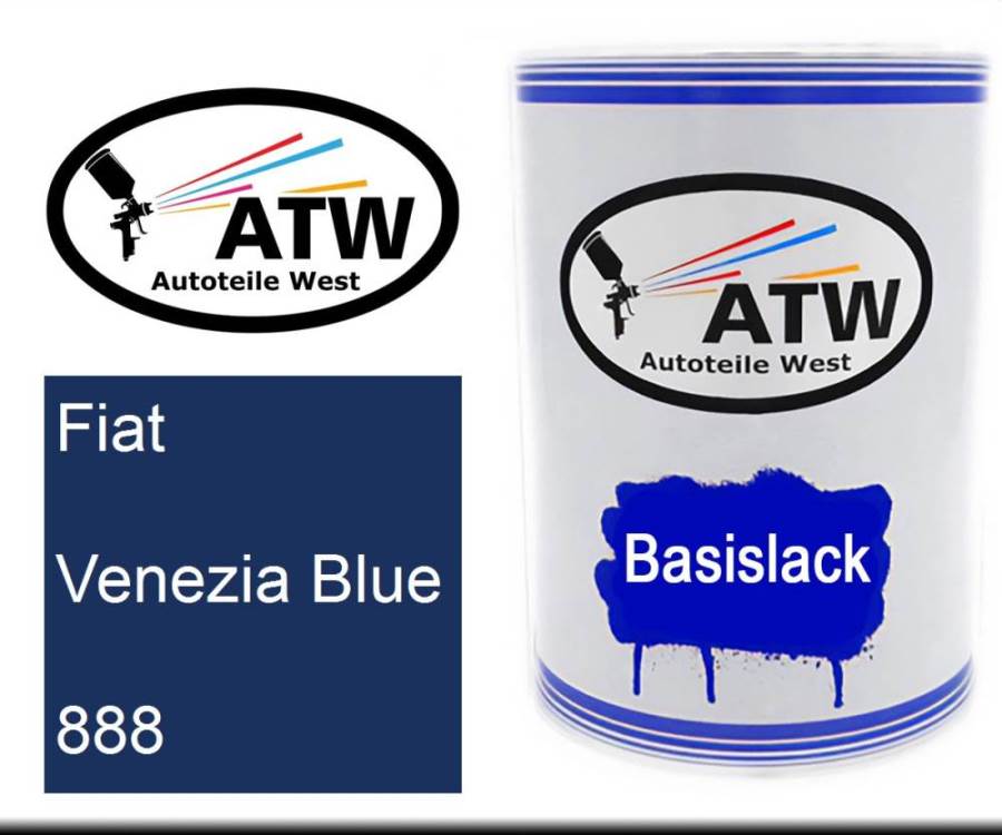 Fiat, Venezia Blue, 888: 500ml Lackdose, von ATW Autoteile West.